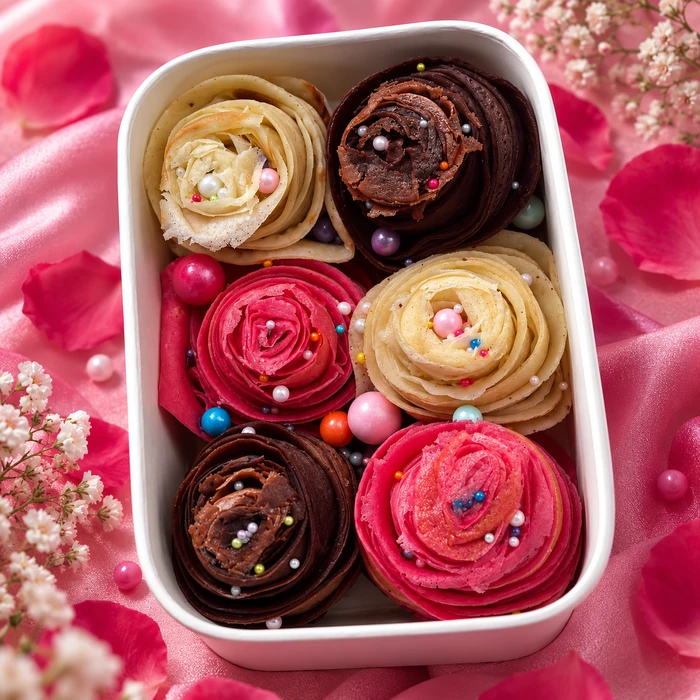 Crêpes Espoir - Boîte de crêpes roulées en forme de roses, édition Octobre Rose